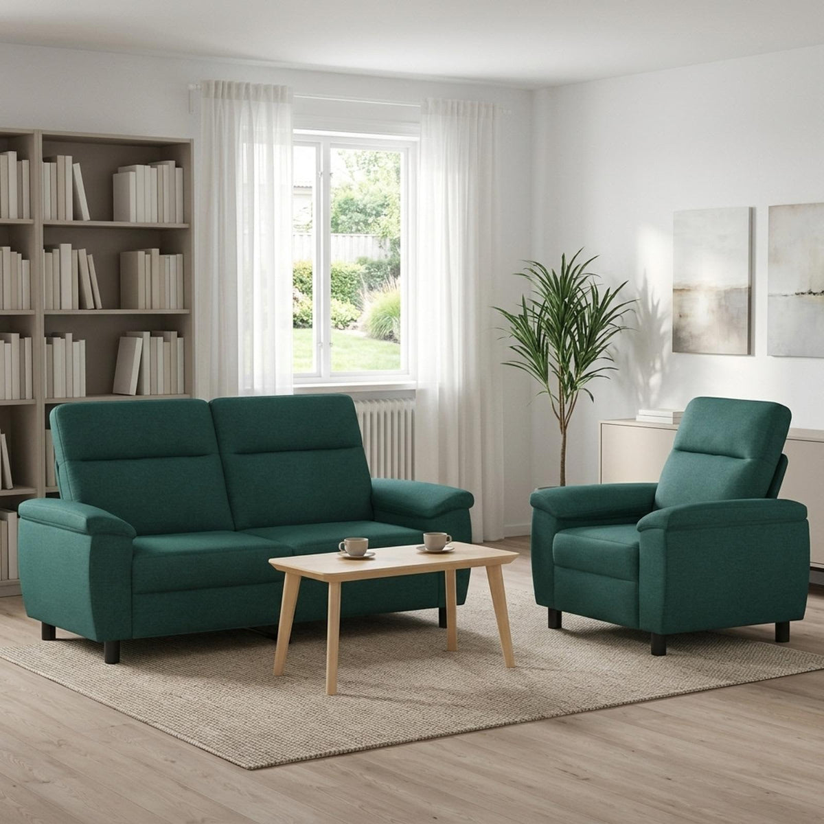 vidaXL Bankstel 2 pcs Donkergroen Stof
