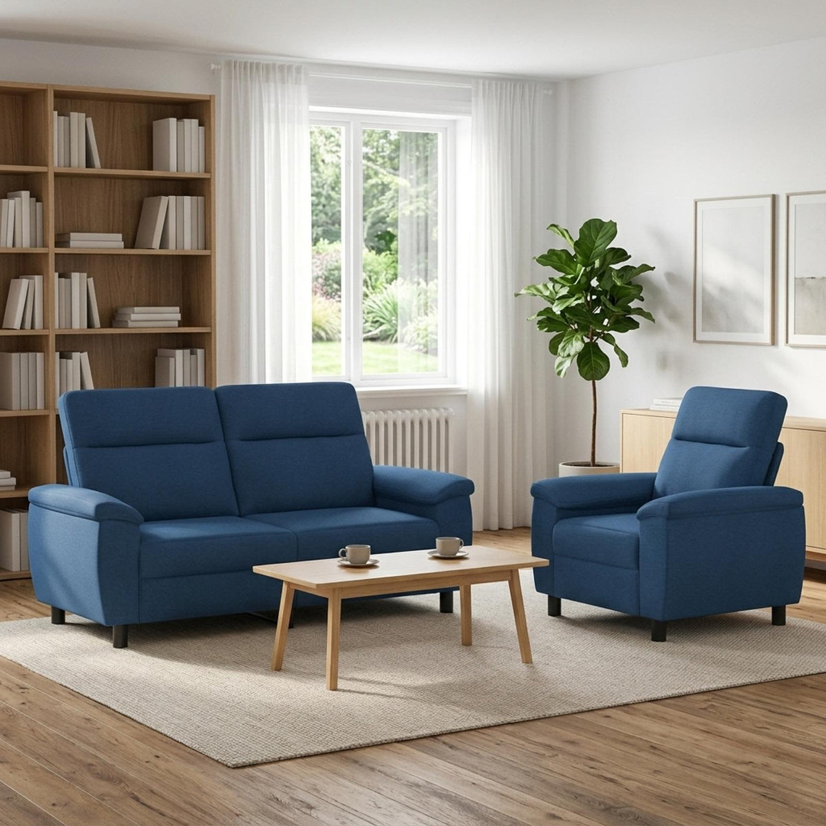 Bankstel 2 pcs Blauw Stof is nu te koop bij PeponiXL, paradijselijk wonen!