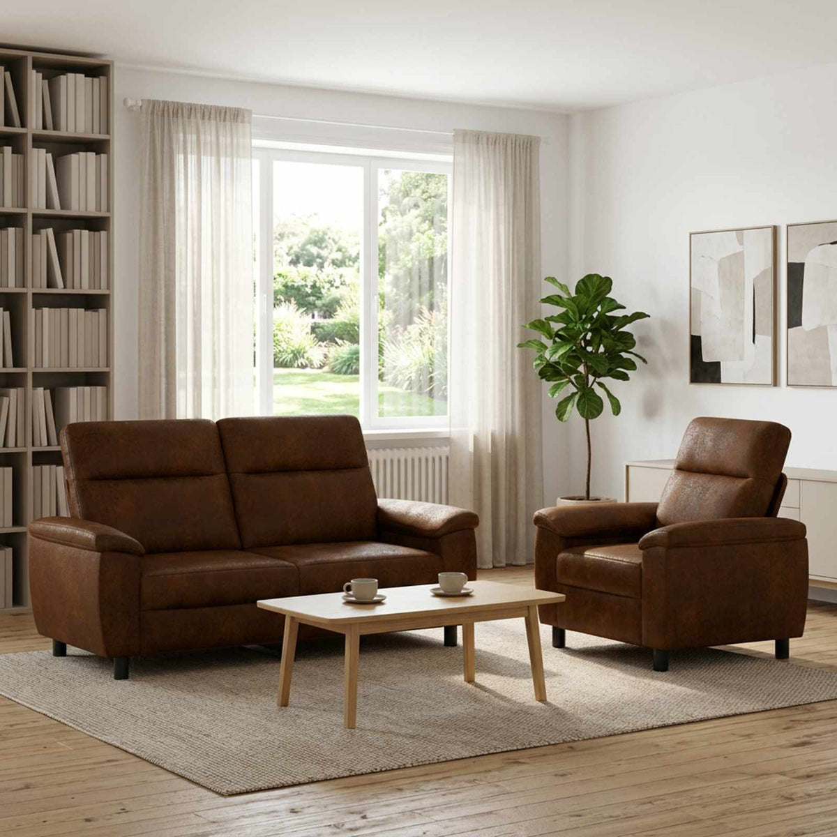 vidaXL Bankstel 2 pcs Bruin Nep Suede Leer