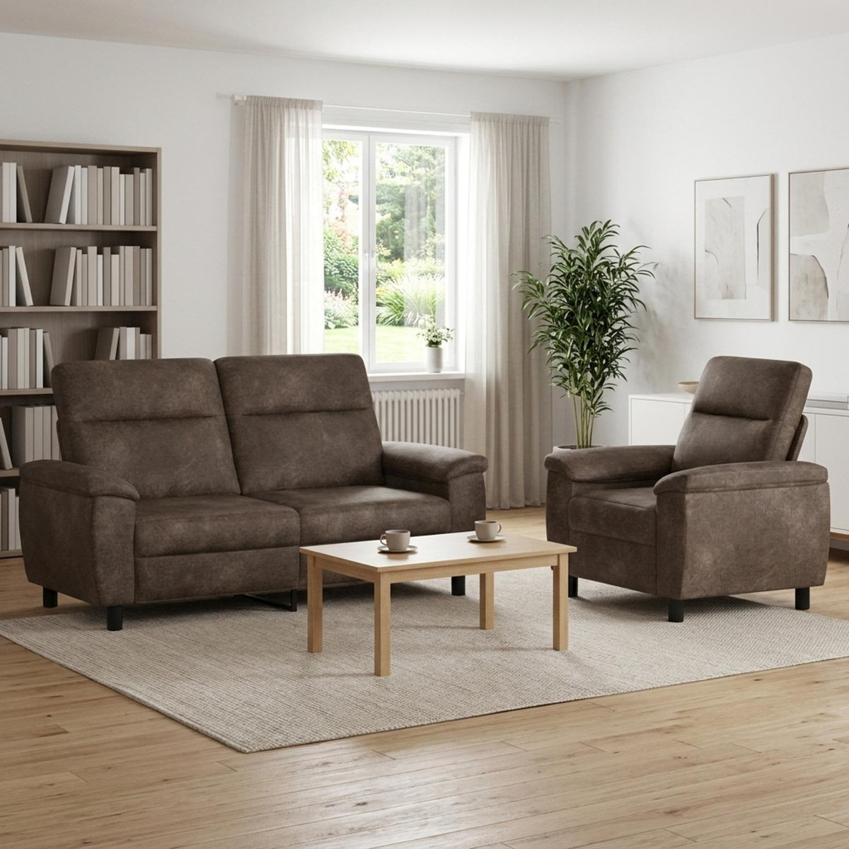 vidaXL Bankstel 2 pcs Donkergrijs Nep Suede Leer