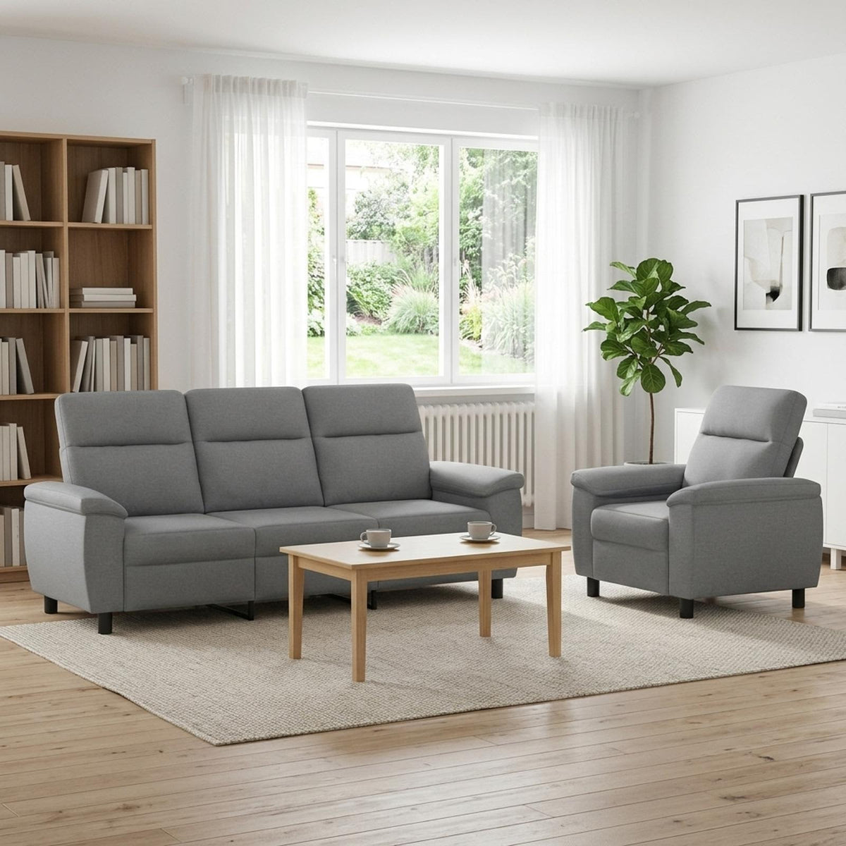 Bankstel 2 pcs Lichtgrijs Stof is nu te koop bij PeponiXL, paradijselijk wonen!