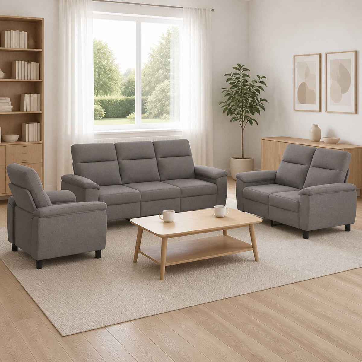 Bankstel 3 pcs Taupe Stof is nu te koop bij PeponiXL, paradijselijk wonen!