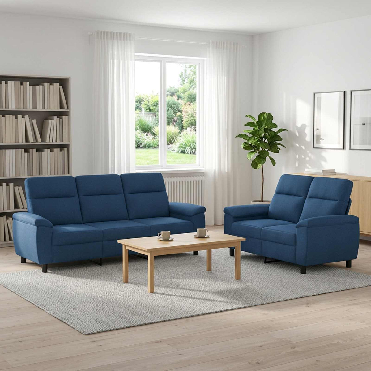 Bankstel 2 pcs Blauw Stof is nu te koop bij PeponiXL, paradijselijk wonen!
