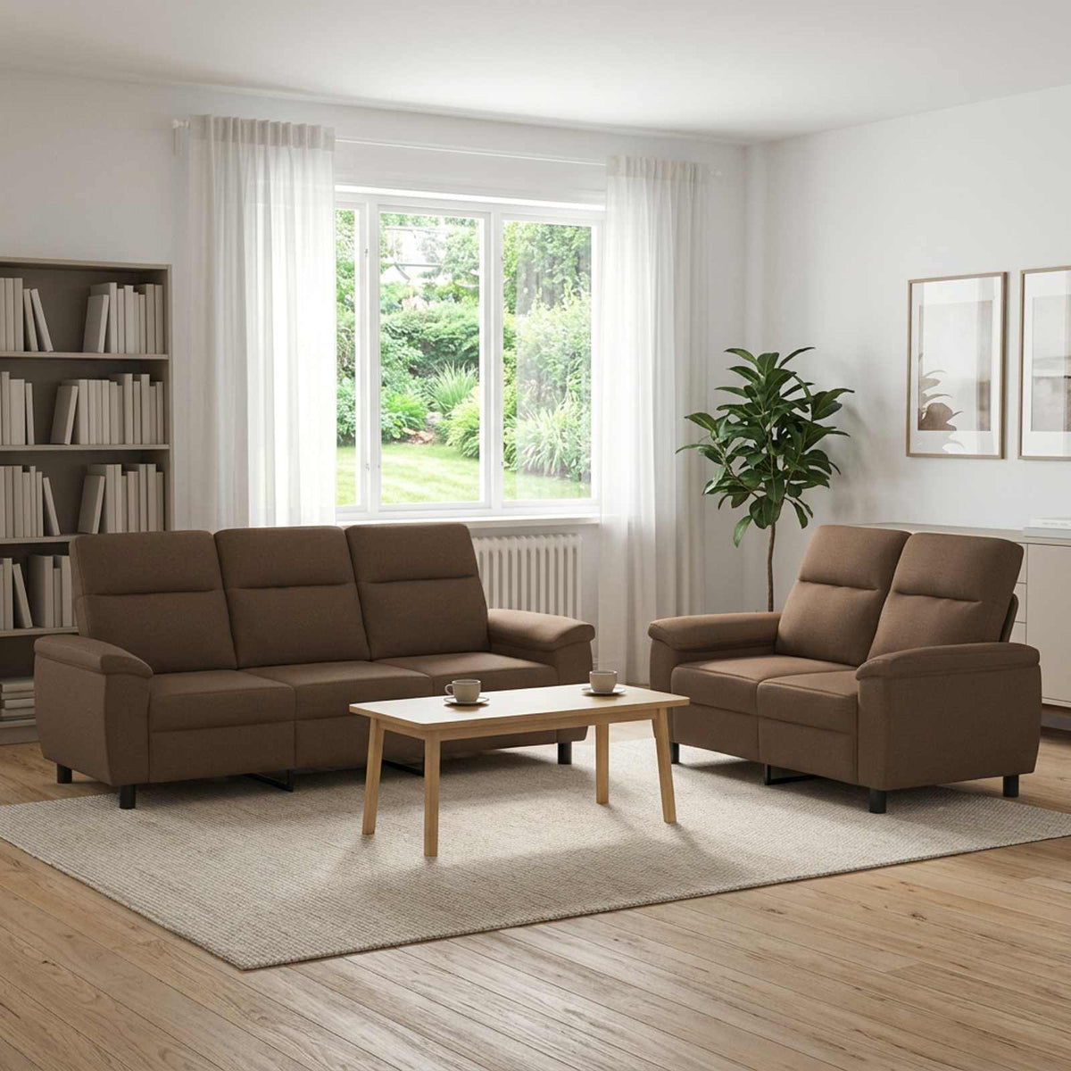 Bankstel 2 pcs Bruin Stof is nu te koop bij PeponiXL, paradijselijk wonen!