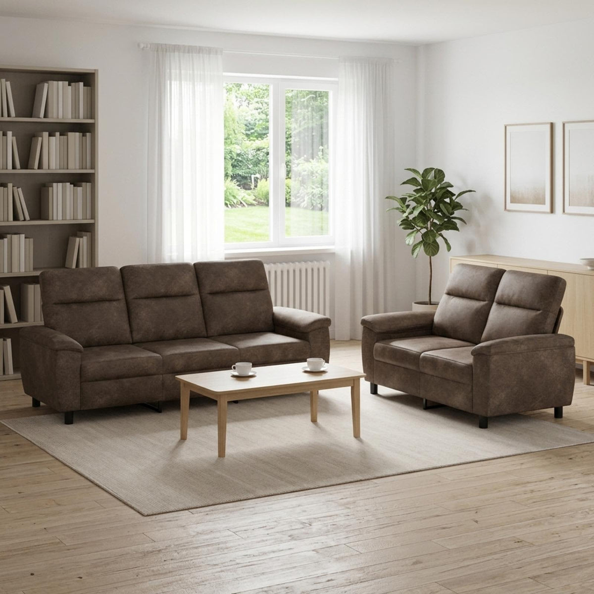 Bankstel 2 pcs Donkergrijs Nep Suede Leer is nu te koop bij PeponiXL, paradijselijk wonen!