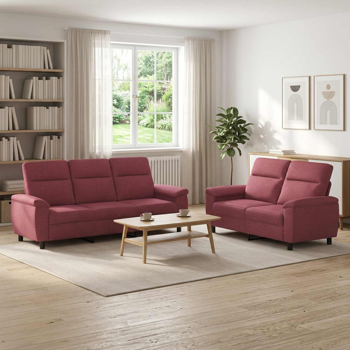 Bankstel 2 pcs Wijnrood Stof is nu te koop bij PeponiXL, paradijselijk wonen!