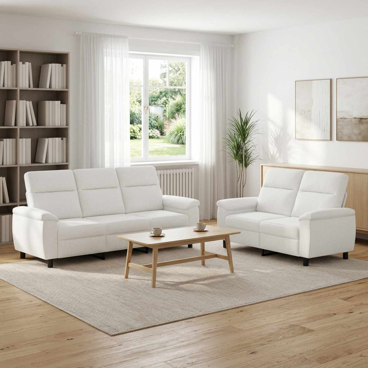 Bankstel 2 pcs Wit Stof is nu te koop bij PeponiXL, paradijselijk wonen!