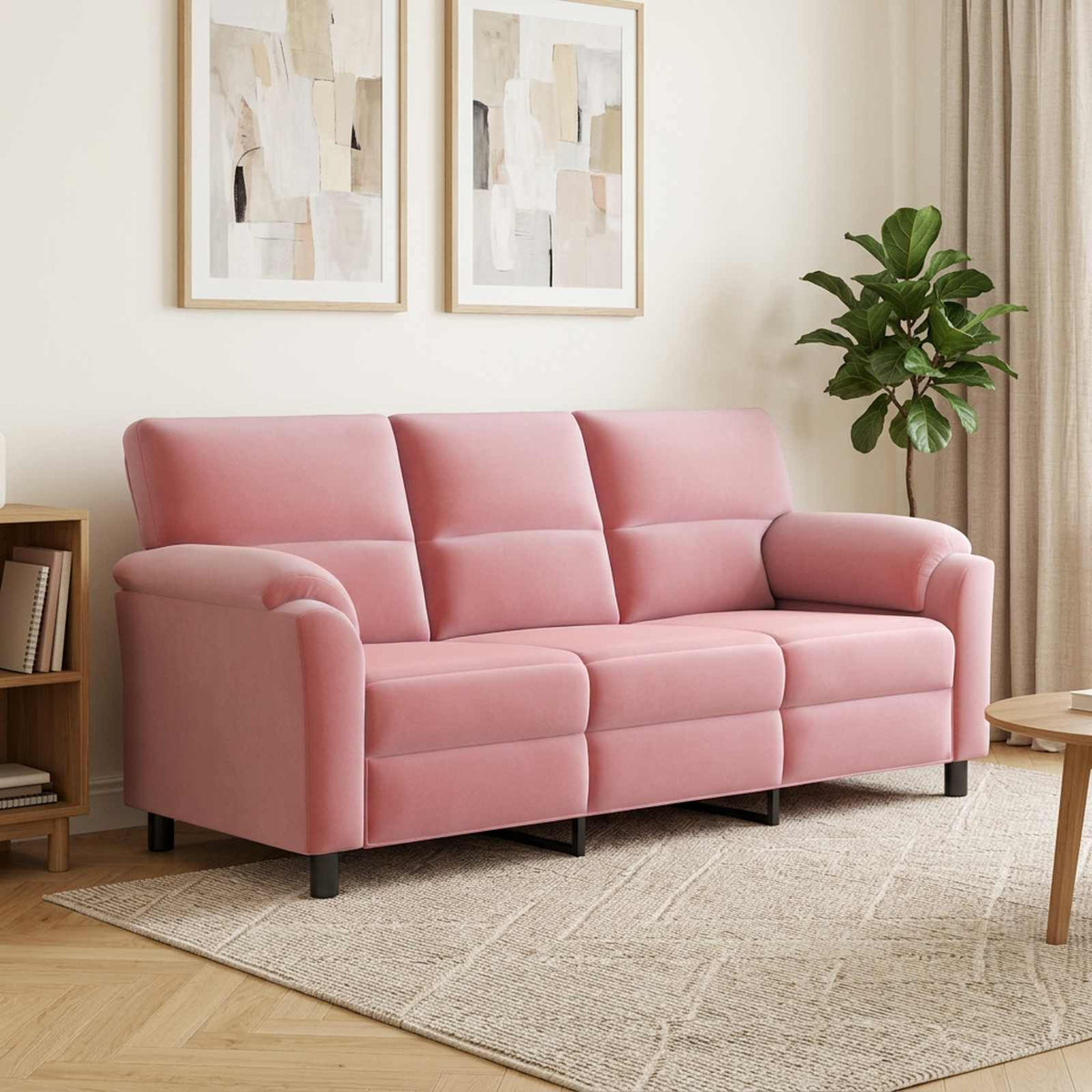 Bank Roze 214 x 85 x 93 cm fluweel is nu te koop bij PeponiXL, paradijselijk wonen!