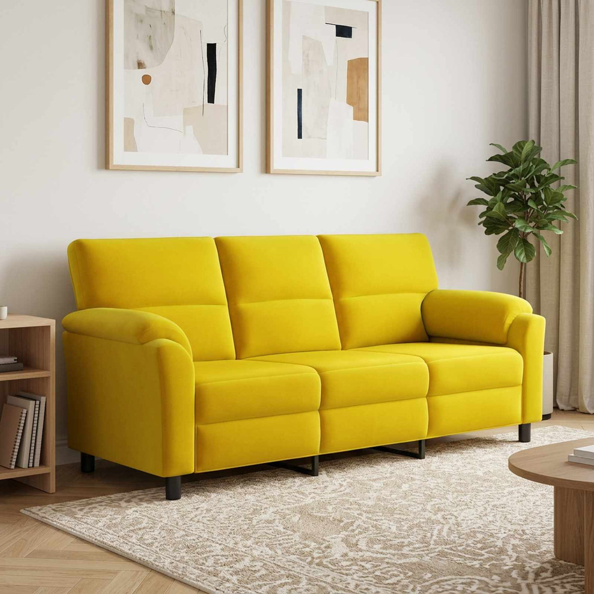 Bank Geel 214 x 85 x 93 cm fluweel is nu te koop bij PeponiXL, paradijselijk wonen!
