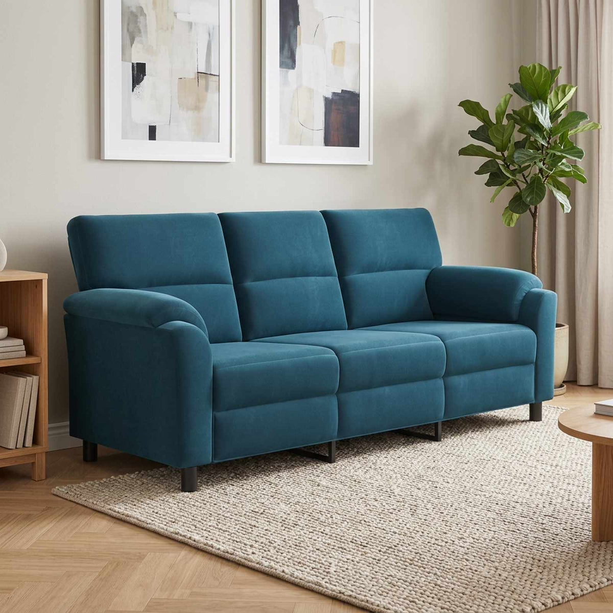 Bank Blauw 214 x 85 x 93 cm fluweel is nu te koop bij PeponiXL, paradijselijk wonen!
