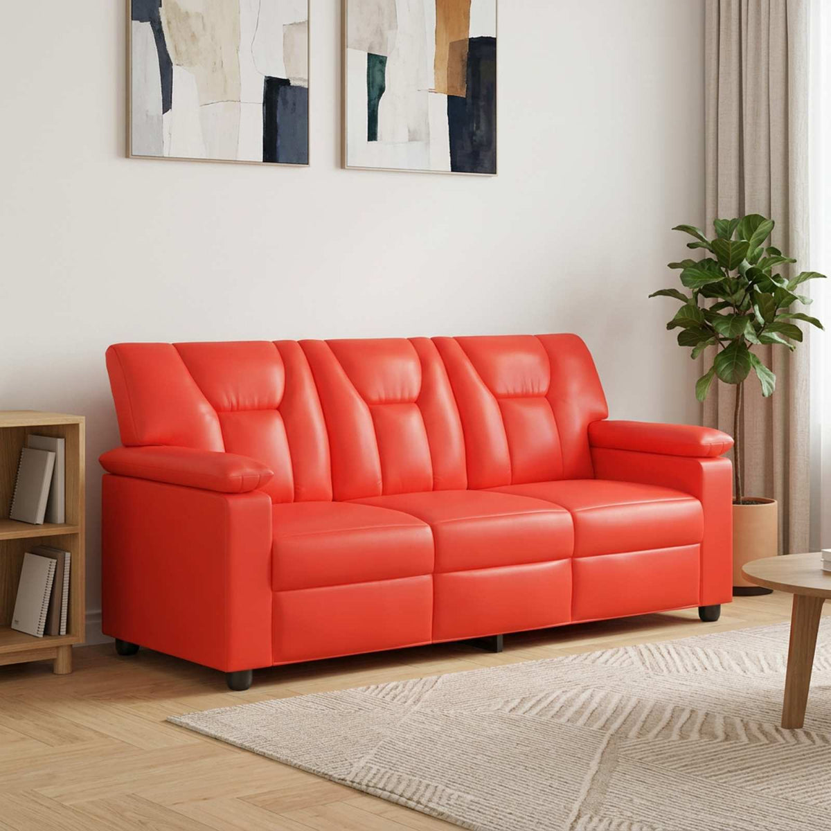 Bank Rood 191 x 85 x 93 cm Kunstleer is nu te koop bij PeponiXL, paradijselijk wonen!