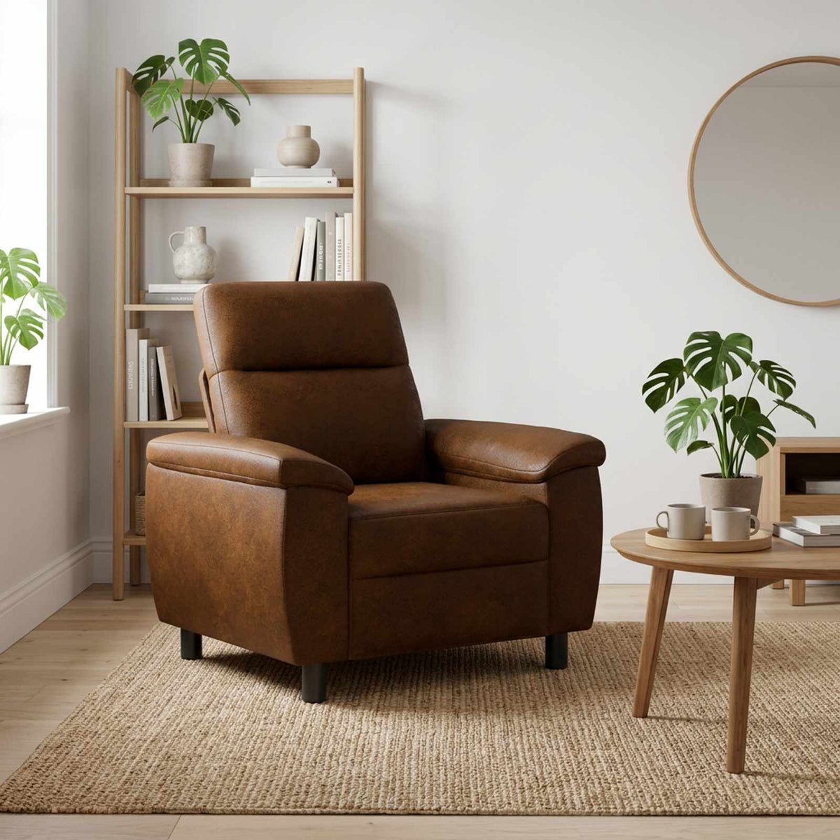 vidaXL Bank Bruin 95 x 90 x 95 cm Nep Suede Leer
