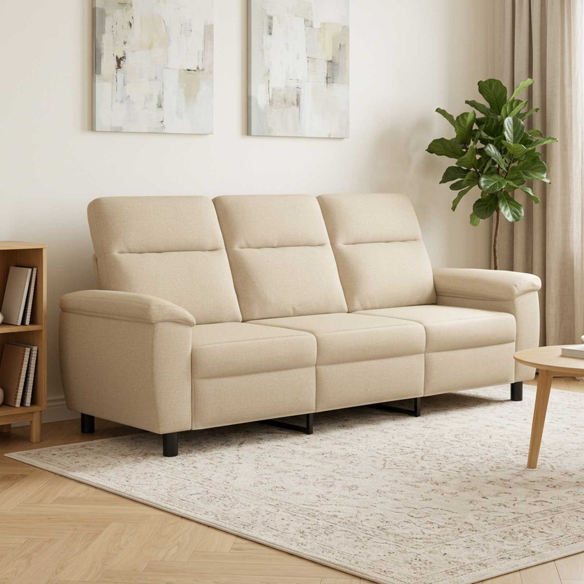 Bank Crèmekleurig 214 x 90 x 95 cm Stof is nu te koop bij PeponiXL, paradijselijk wonen!