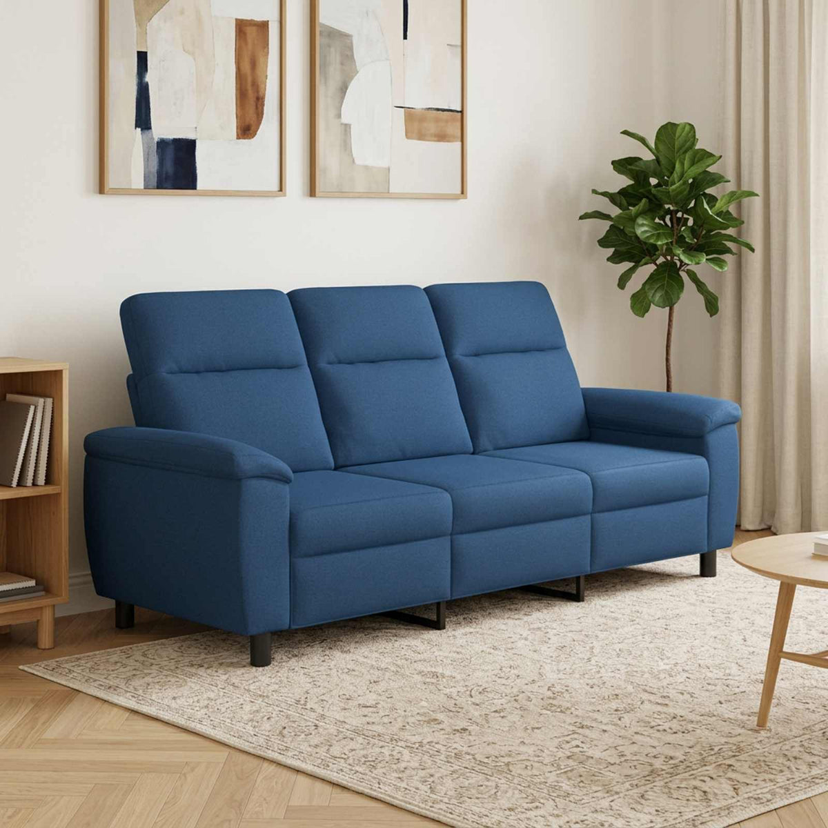 Bank Blauw 214 x 90 x 95 cm Stof is nu te koop bij PeponiXL, paradijselijk wonen!