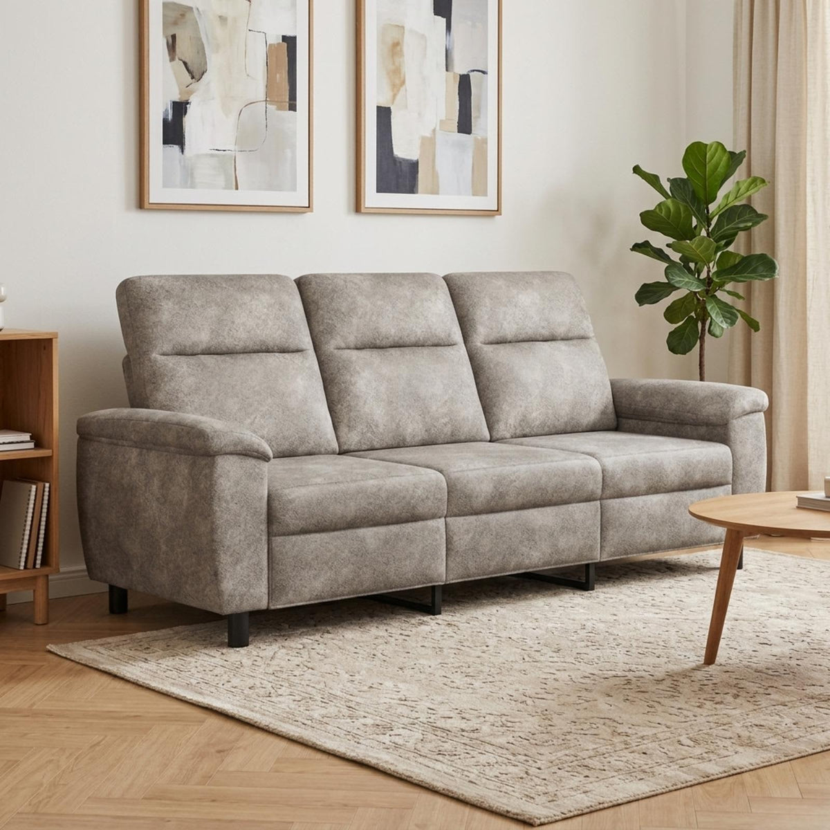 vidaXL Bank Lichtgrijs 214 x 90 x 95 cm Nep Suede Leer