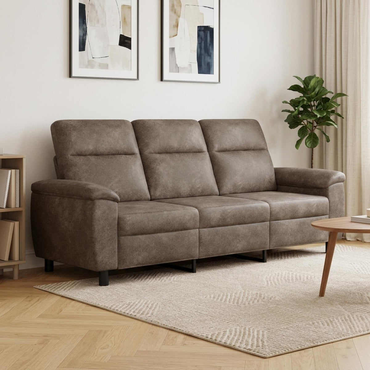 Bank Donkergrijs 214 x 90 x 95 cm Nep Suede Leer is nu te koop bij PeponiXL, paradijselijk wonen!