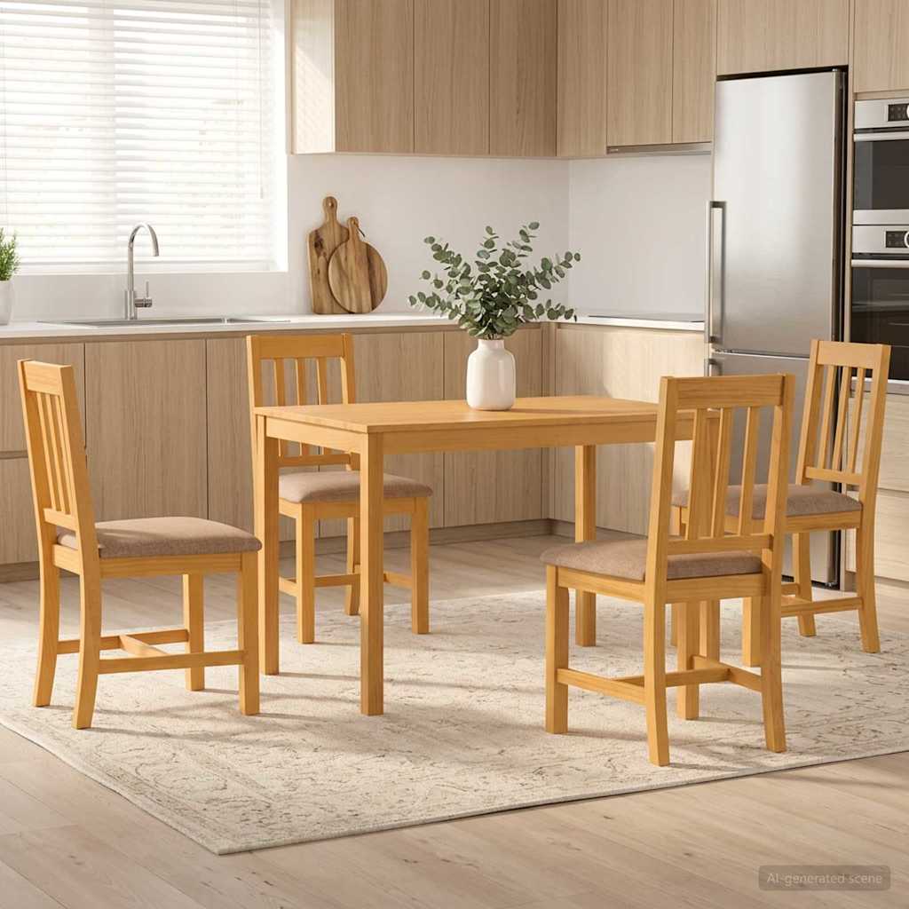 Eetkamerset 5 st Grijs Massief Eikenhout is nu te koop bij PeponiXL, paradijselijk wonen!