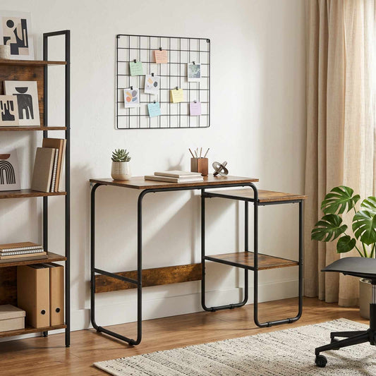 vidaXL Bureau met opbergruimte Gerookt eiken 100 x 50 x 75 cm
