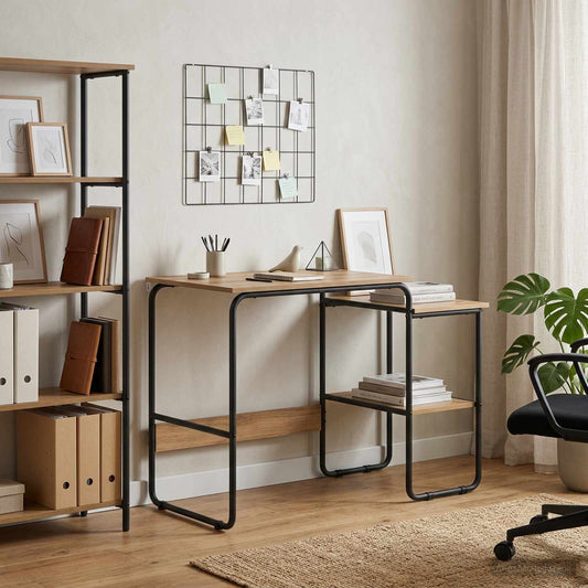 vidaXL Bureau met opbergruimte Artisanaal eiken 100 x 50 x 75 cm