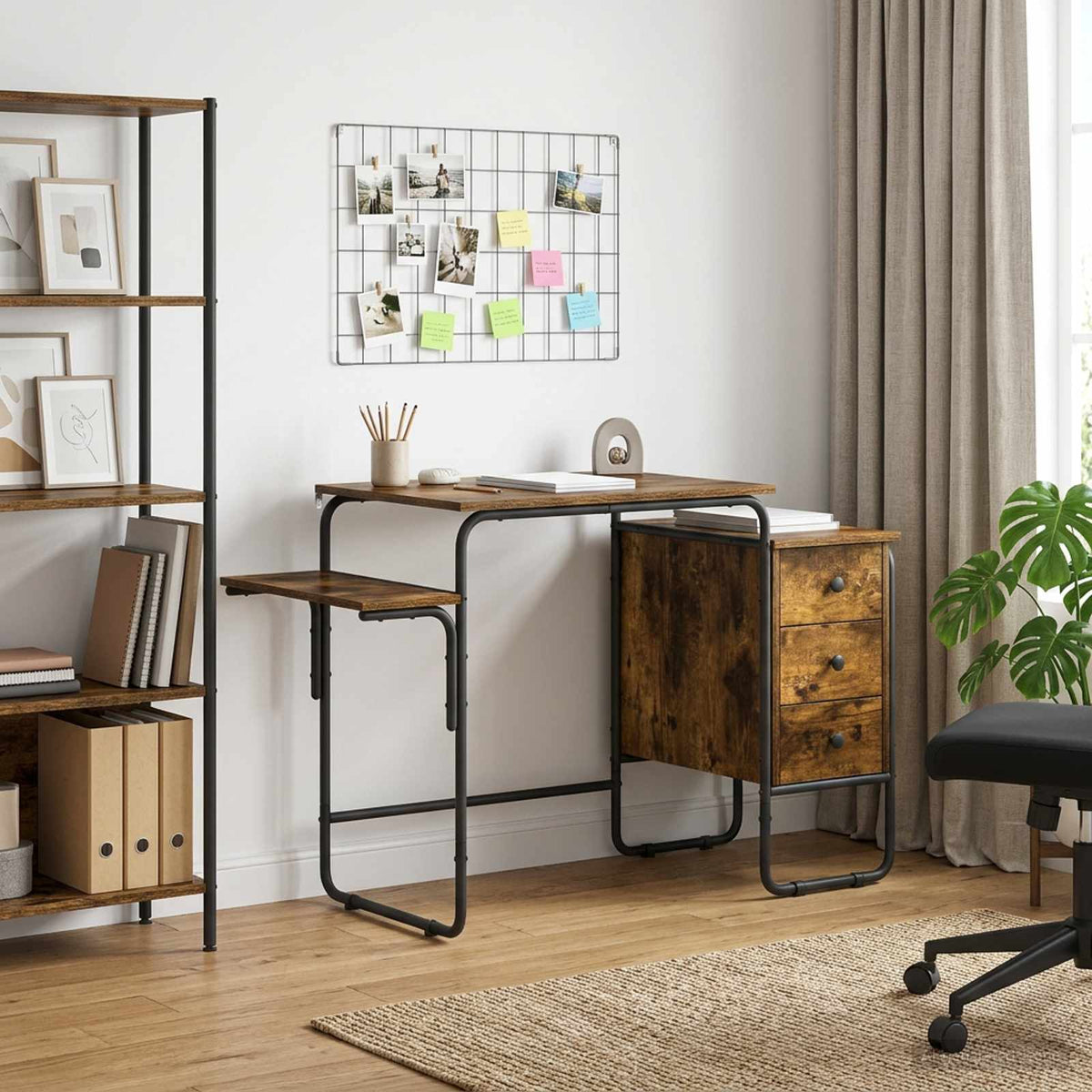 vidaXL Bureau met opbergruimte Gerookt eiken 120 x 50 x 75 cm