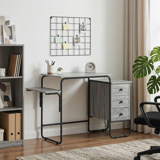 vidaXL Bureau met opbergruimte Grijs Sonoma 120 x 50 x 75 cm