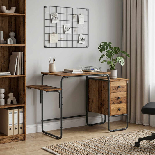vidaXL Bureau met opbergruimte Eikenhout 120 x 50 x 75 cm