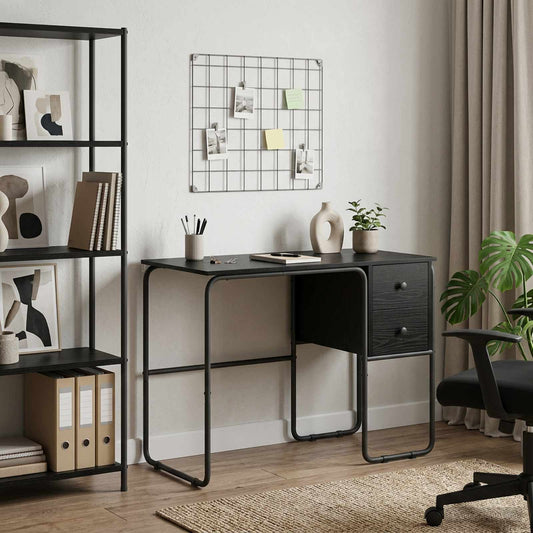 vidaXL Bureau met opbergruimte Zwart eiken 100 x 50 x 75 cm