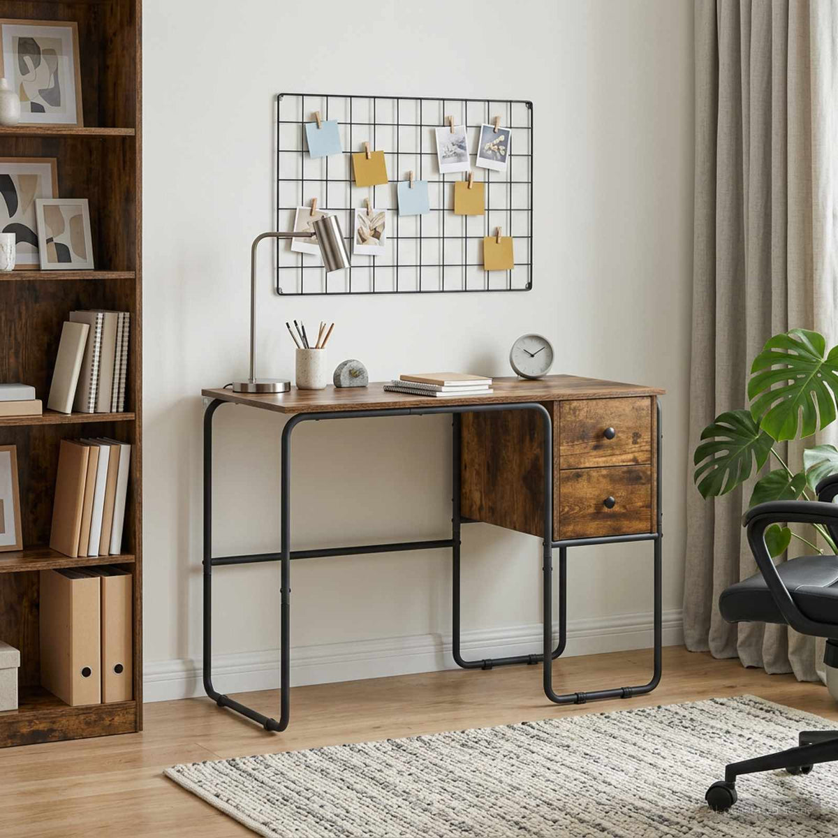 vidaXL Bureau met opbergruimte Gerookt eiken 100 x 50 x 75 cm