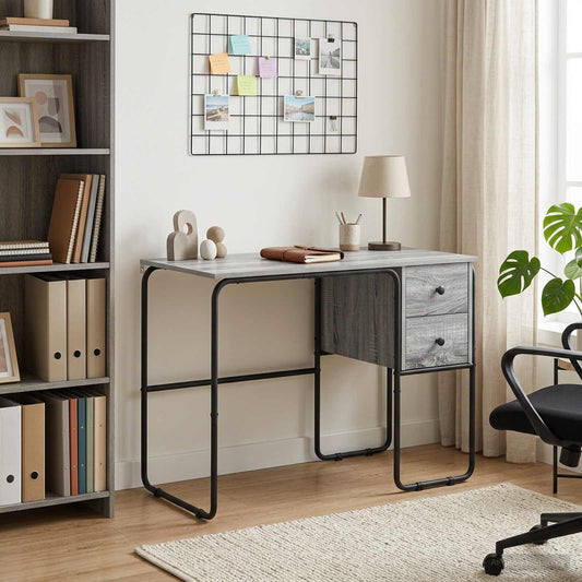 vidaXL Bureau met opbergruimte Grijs Sonoma 100 x 50 x 75 cm