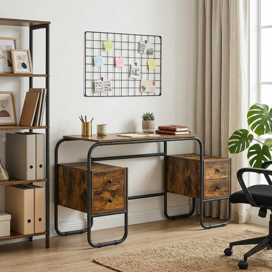 vidaXL Bureau met opbergruimte Gerookt eiken 145 x 50 x 75 cm