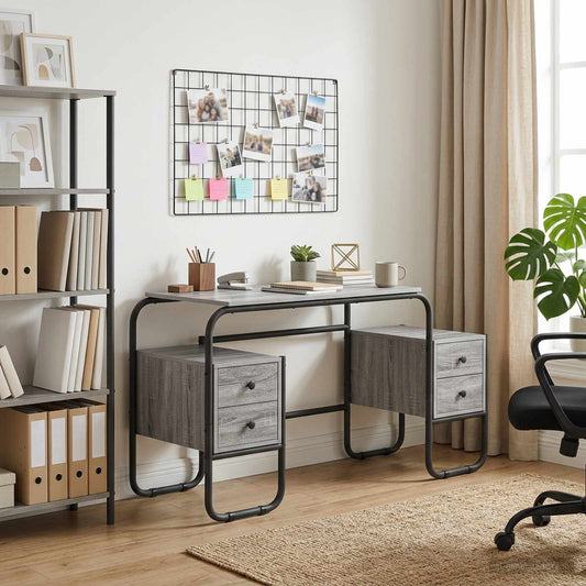 Bureau met opbergruimte Grijs Sonoma 145 x 50 x 75 cm is nu te koop bij PeponiXL, paradijselijk wonen!