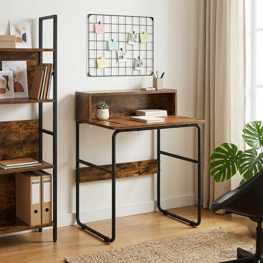 vidaXL Bureau met opbergruimte Gerookt eiken 60 x 50 x 91 cm