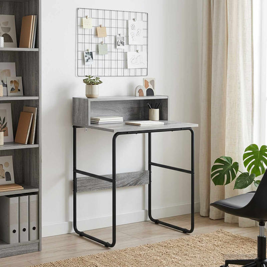 vidaXL Bureau met opbergruimte Grijs Sonoma 60 x 50 x 91 cm