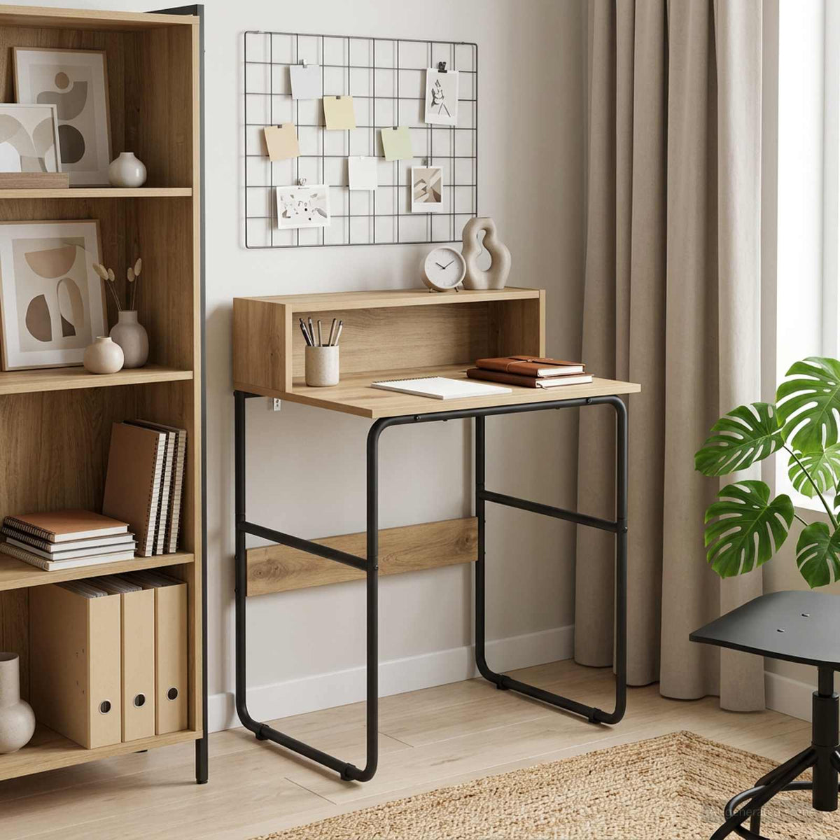Bureau met opbergruimte Artisanaal eiken 60 x 50 x 91 cm is nu te koop bij PeponiXL, paradijselijk wonen!