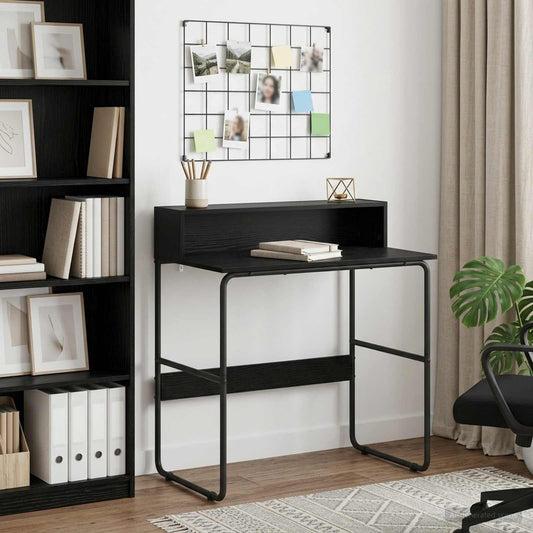 vidaXL Bureau met opbergruimte Zwart eiken 80 x 50 x 91 cm