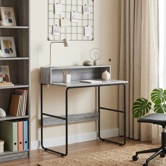 vidaXL Bureau met opbergruimte Grijs Sonoma 80 x 50 x 91 cm