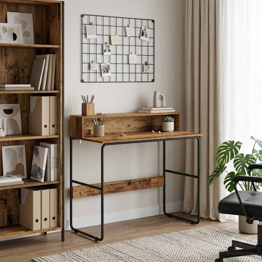 vidaXL Bureau met opbergruimte Oud hout 100 x 50 x 91 cm