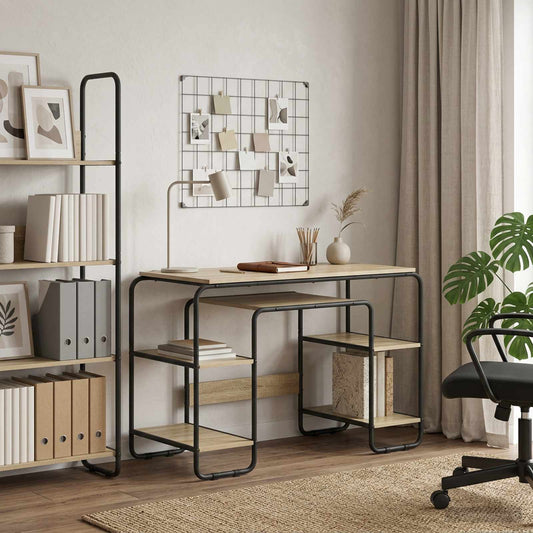 vidaXL Bureau met opbergruimte Sonoma Eiken 113.5 x 52 x 75.5 cm