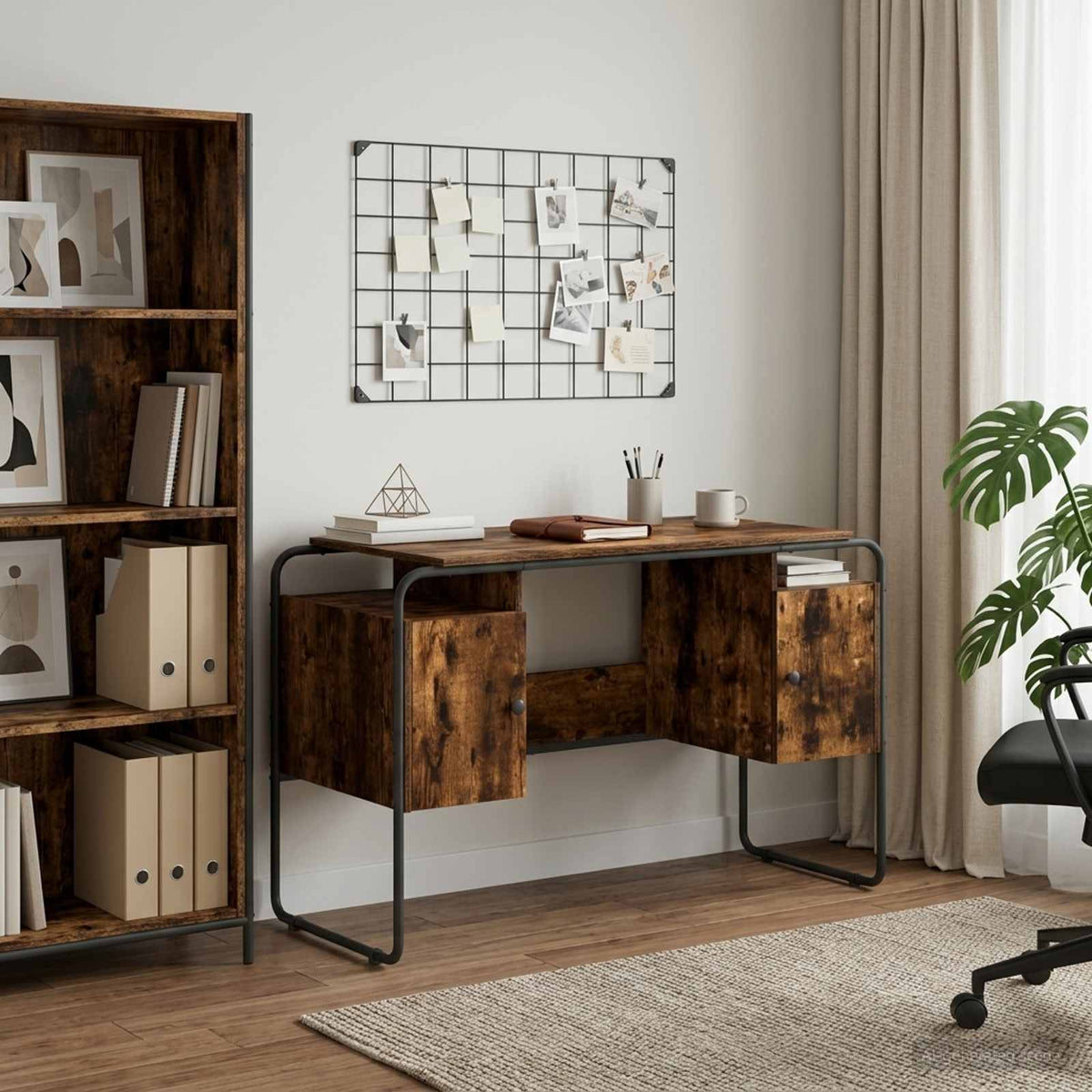 Bureau met opbergruimte Gerookt eiken 120 x 50.5 x 75.5 cm is nu te koop bij PeponiXL, paradijselijk wonen!