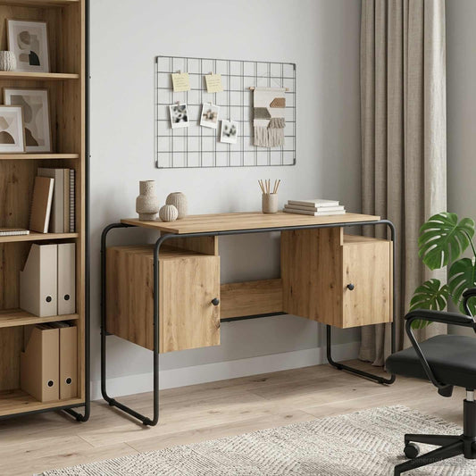 Bureau met opbergruimte Artisanaal eiken 120 x 50.5 x 75.5 cm is nu te koop bij PeponiXL, paradijselijk wonen!