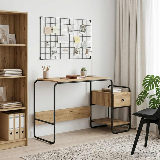 vidaXL Bureau met opbergruimte Artisanaal eiken 131,5 x 50 x 75,5 cm