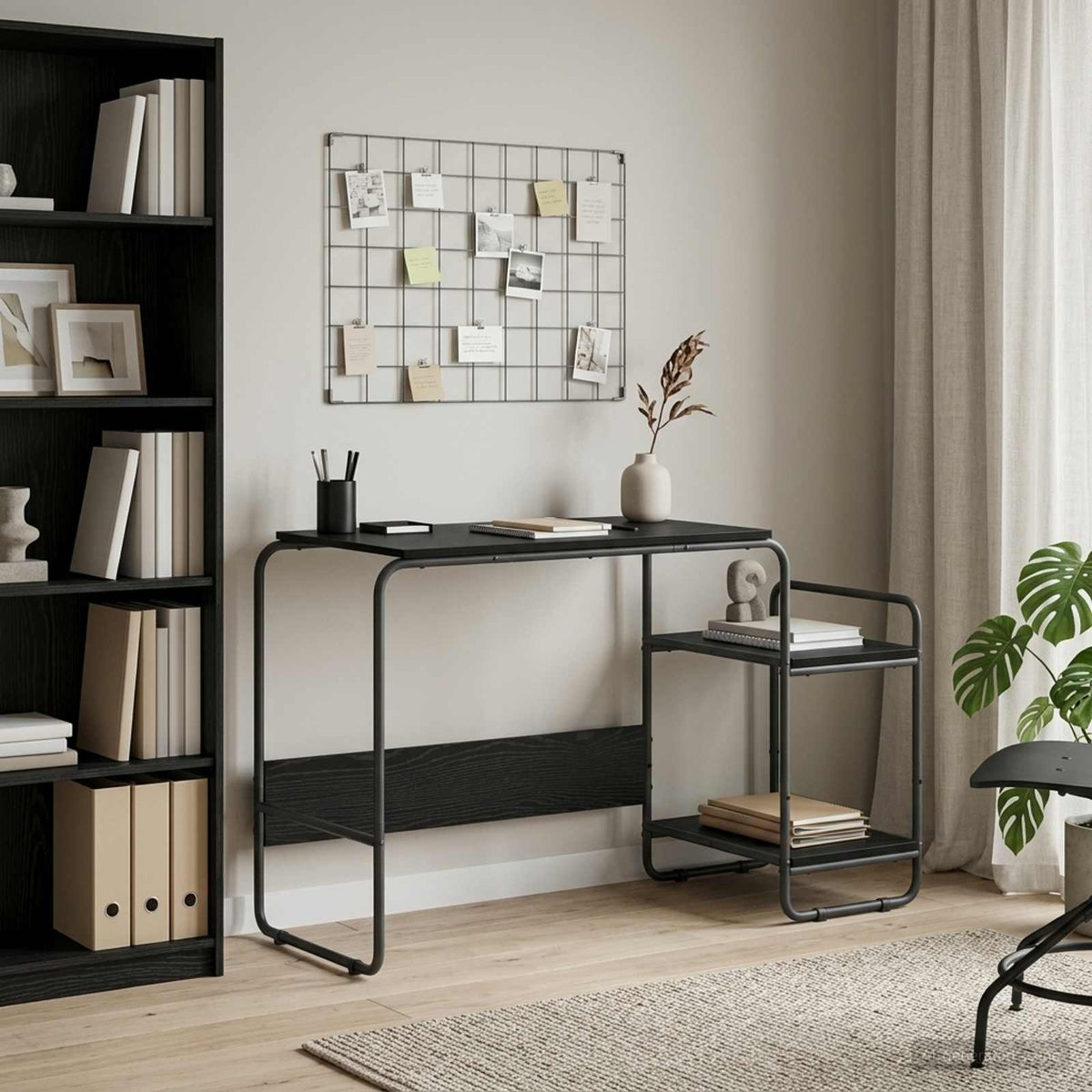 vidaXL Bureau met opbergruimte Zwart eiken 131.5 x 50 x 75.5 cm
