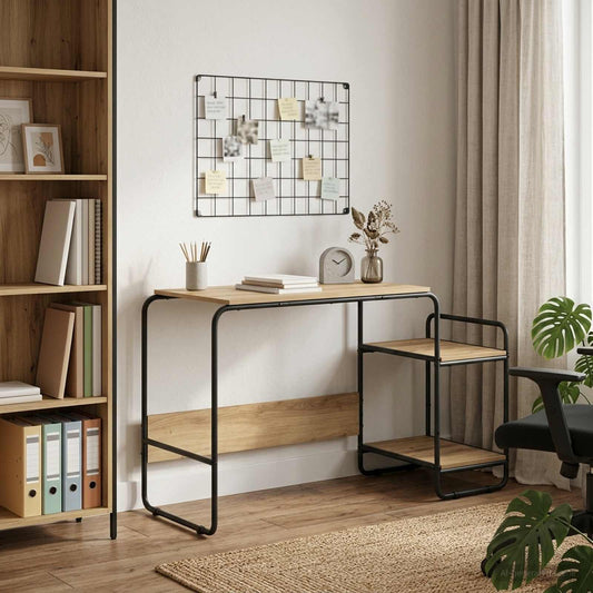 vidaXL Bureau met opbergruimte Artisanaal eiken 131.5 x 50 x 75.5 cm