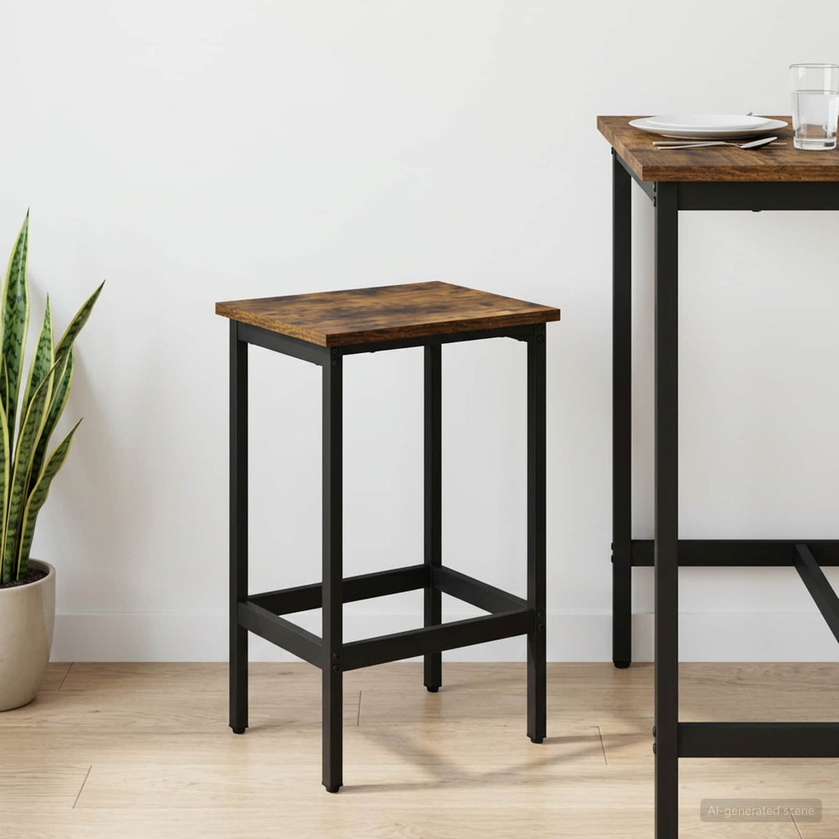 Barkruk Gerookt eiken 40 x 32 x 74 cm Bewerkt hout is nu te koop bij PeponiXL, paradijselijk wonen!
