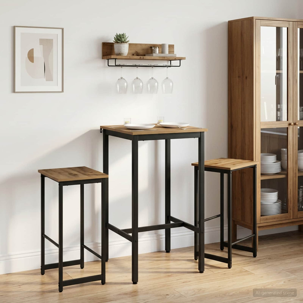 Barkruk 2 st Artisanaal eiken 40 x 32 x 64 cm Bewerkt hout is nu te koop bij PeponiXL, paradijselijk wonen!