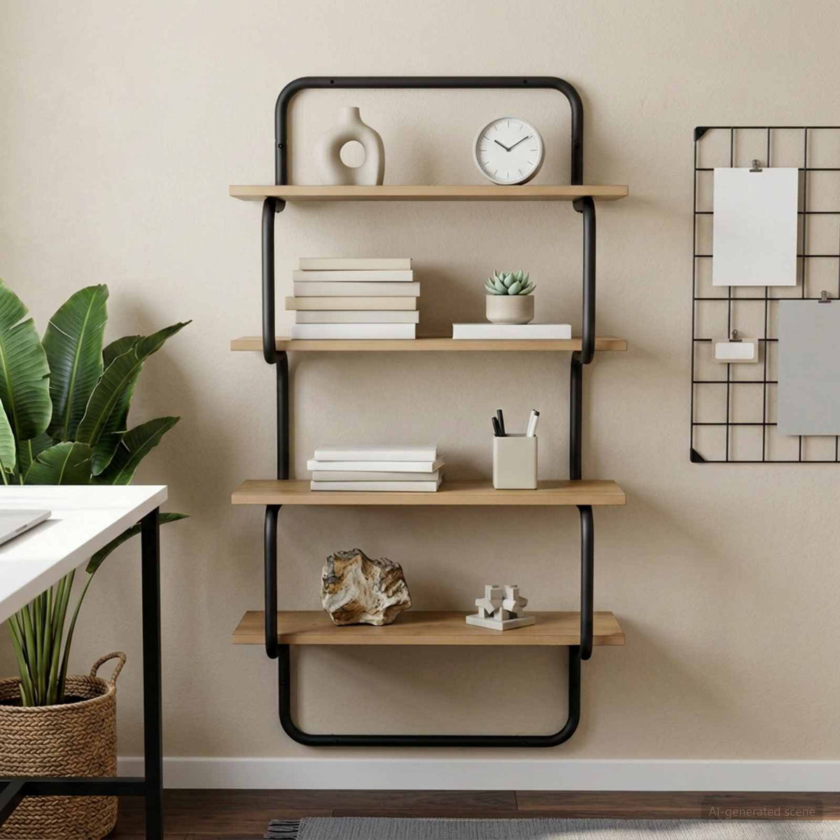 vidaXL 4-laags Wandplank Artisanaal eiken 80 x 24,5 x 104 cm