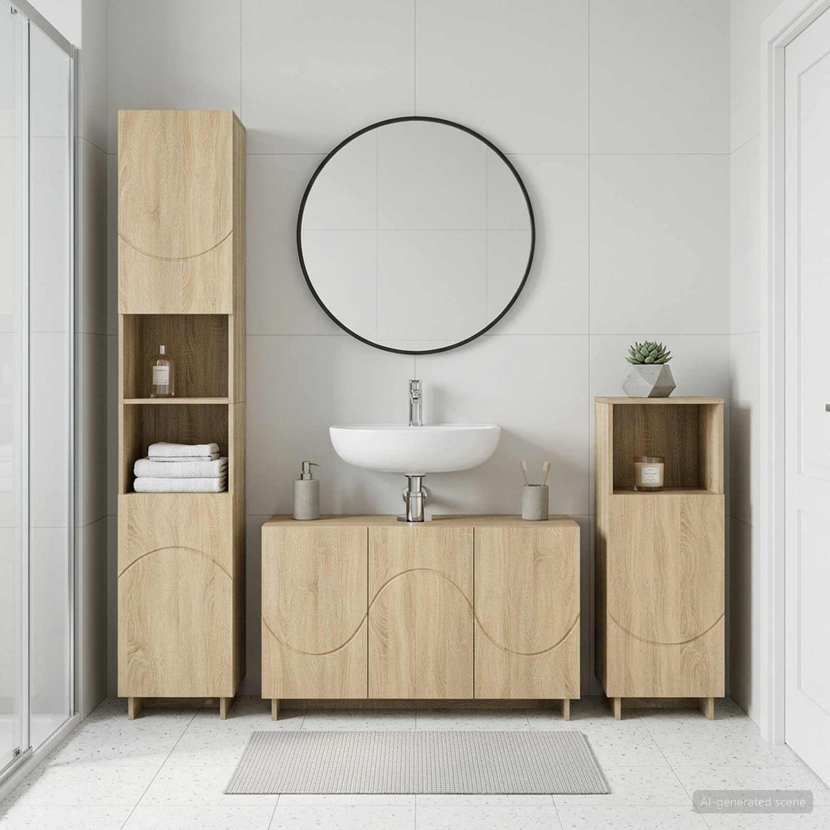 Badkamerkastenset 3 st Sonoma Eiken Bewerkt hout is nu te koop bij PeponiXL, paradijselijk wonen!