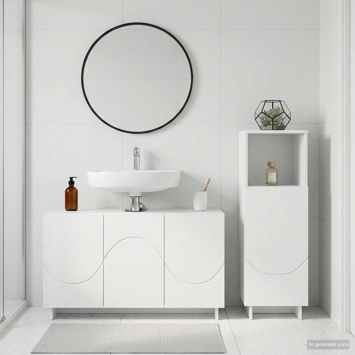 Badkamerkastenset 2 st Wit Bewerkt hout is nu te koop bij PeponiXL, paradijselijk wonen!
