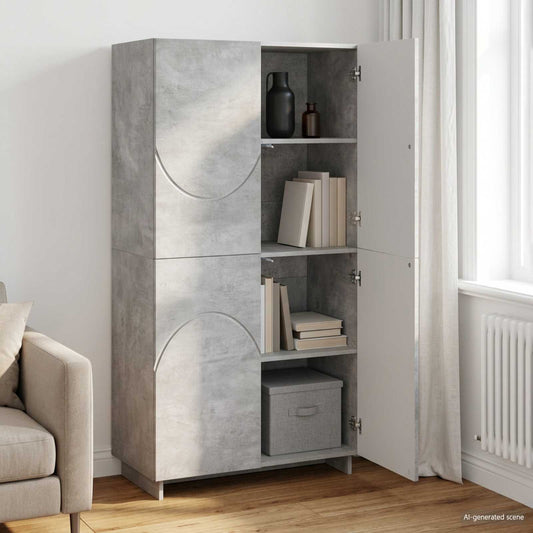Hoge kast Betongrijs 79 x 41 x 151 cm Bewerkt hout is nu te koop bij PeponiXL, paradijselijk wonen!