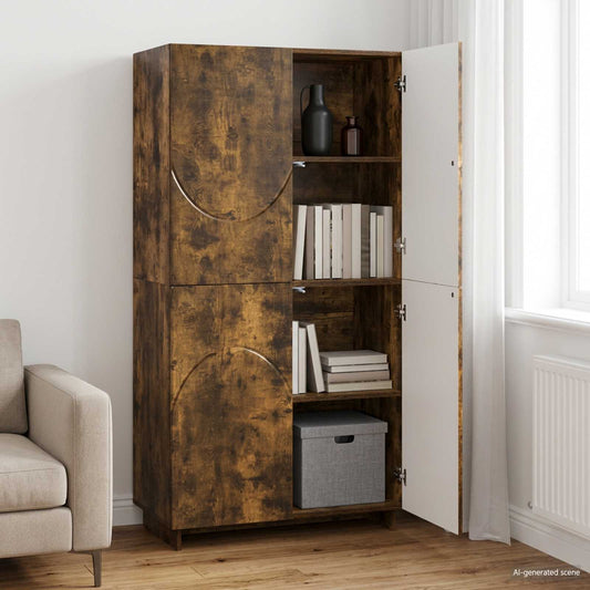 Hoge kast Gerookt eiken 79 x 41 x 151 cm Bewerkt hout is nu te koop bij PeponiXL, paradijselijk wonen!